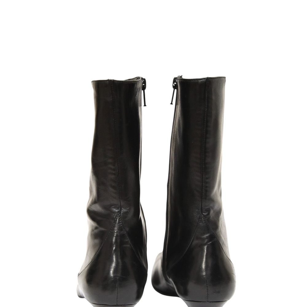 COLE HAAN Black Boots Leather Boot Mid Calf Zipper Square Toe Sz 9B - Picture 10 of 12